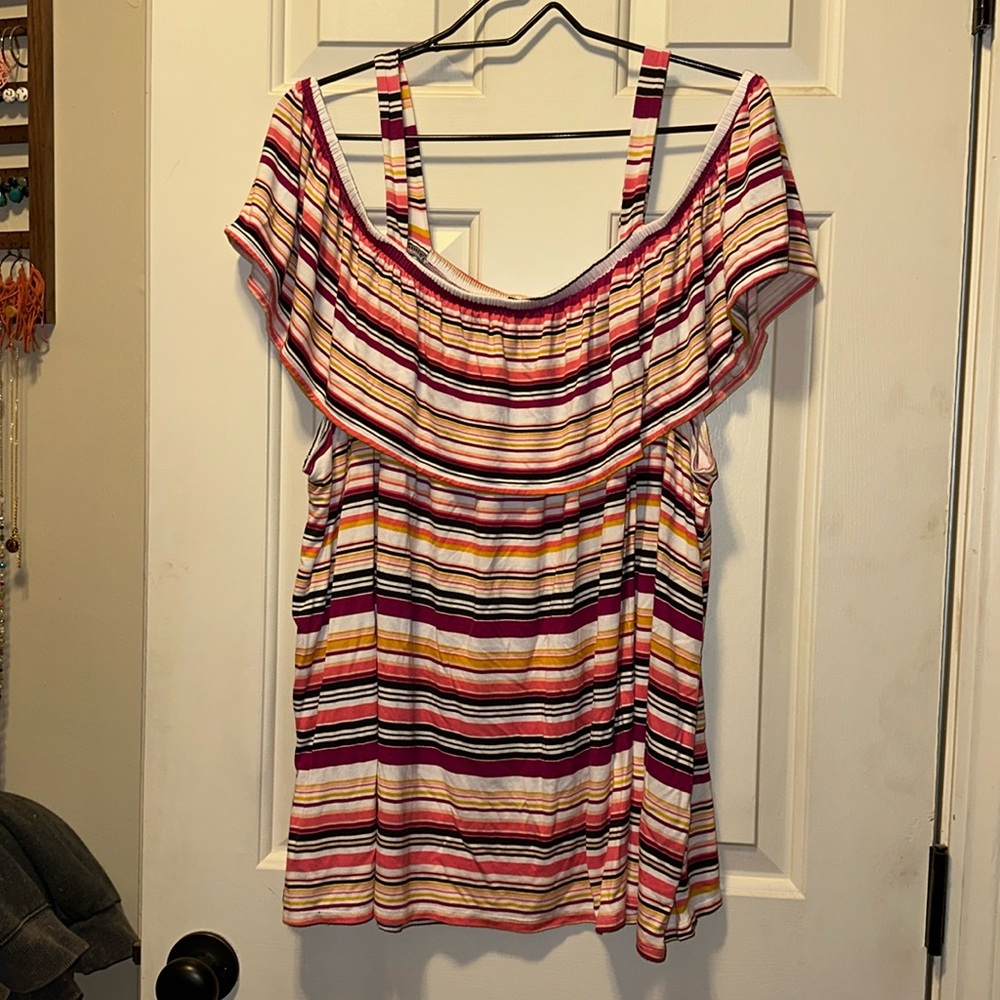 Spaghetti strap off the shoulder summer top